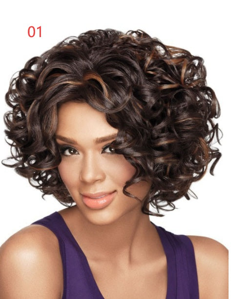 Women's Short Curly Wig Set