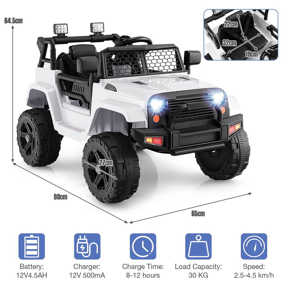 12V Kids Ride on Car with Remote Control and Music-Black