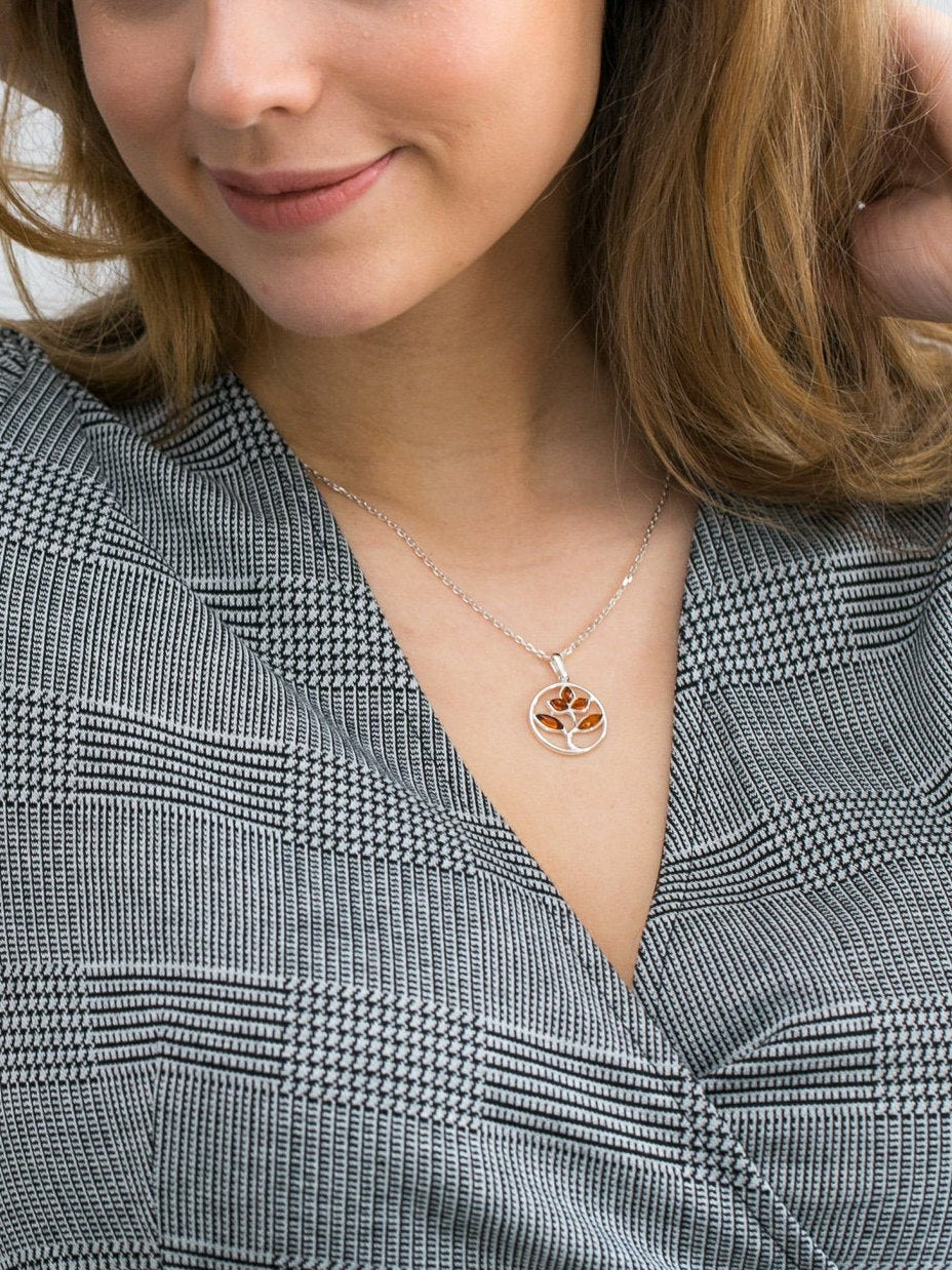 Amber Tree Charm Pendant