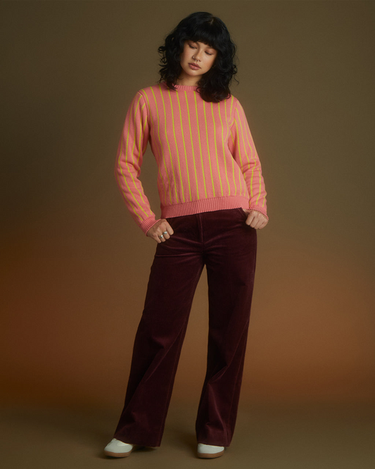 Thin Striped Wool & Cashmere Jumper Pink & Yellow