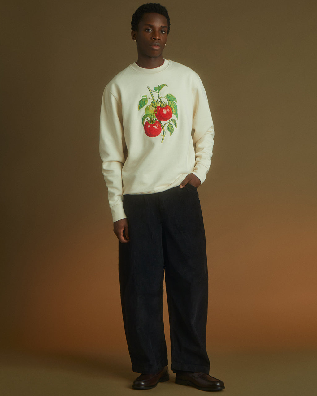 Tomato Embroidered Organic Cotton Sweatshirt
