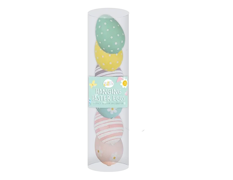 Pack of 6 Hanging Printed Easter Eggs