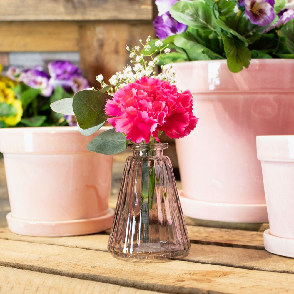 Pink Pyramid Glass Bottle Vase (10cm)