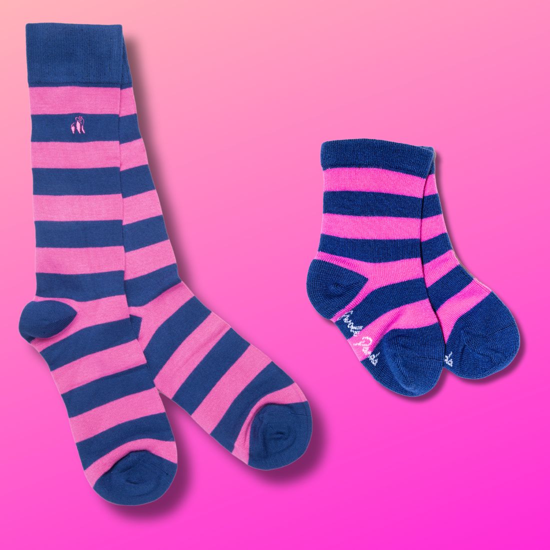 Pink Stripe Matching Bamboo Socks (Adult & Child)