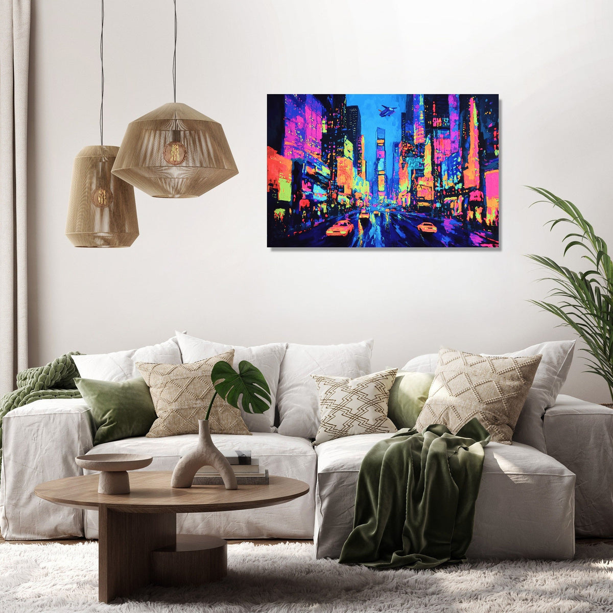 Neon Metropolis Night Canvas
