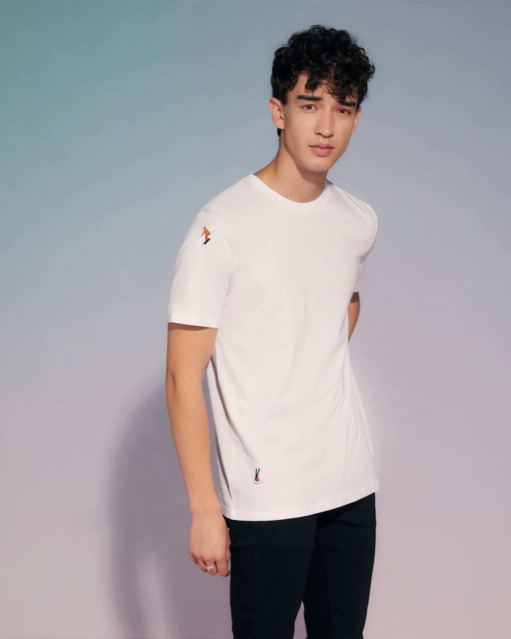Skiers Embroidered T-Shirt White