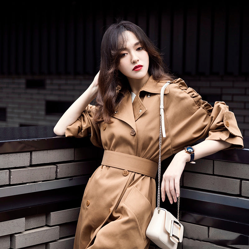 Double-breasted British trench coat