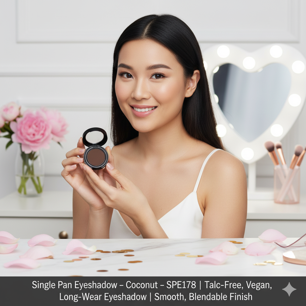 Single Pan Eyeshadow – Coconut – SPE178 | Talc-Free, Vegan, Long-Wear Nude Eyeshadow | Smooth, Blendable Finish
