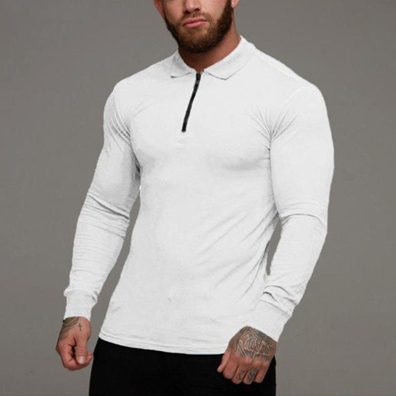 Men's Slim Long Sleeve Polo Shirt - Splash-Print Casual Top