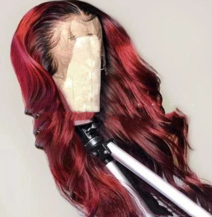 Wine Red Long Curly Wig