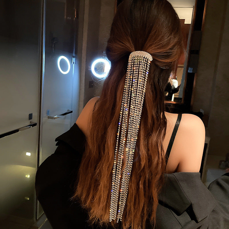 Rhinestone Tassel Hair Clip