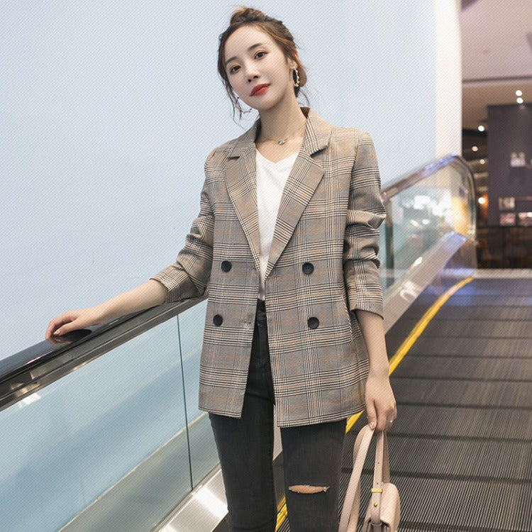 Spring New Versatile British Coat Temperament Goddess Fan Long Sleeve Suit Top Dress