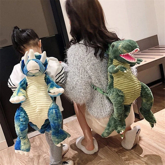 Creative 3D Dinosaur Backpack for Children Cartoon Animal Plush Dinosaurs Bag Cute Funny Parent-child Bags for Girl Boys