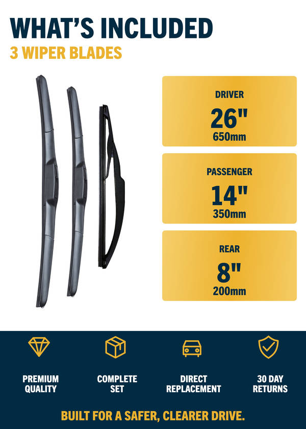 Toyota Auris Hatchback Front & Rear Wiper Blades | Nov 2012-Nov 2019