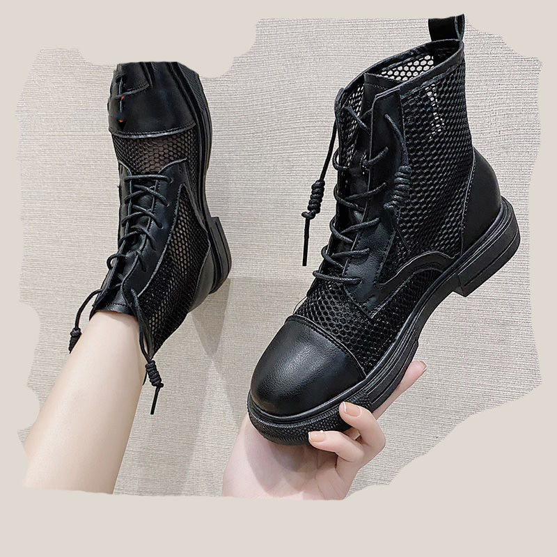 White Mesh Martin Boots Women Summer Thin
