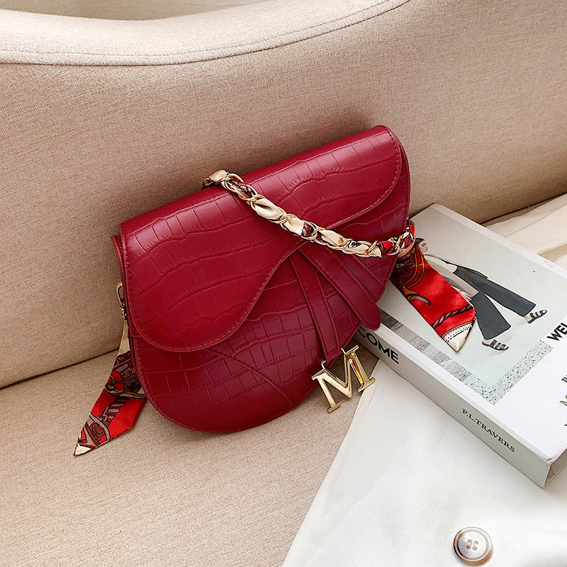 Candy Color Saddle Bag Women's Fashion Silk Scarf Accessories