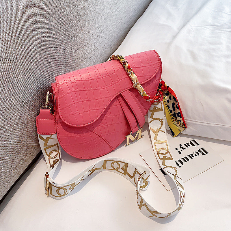 Candy Color Saddle Bag Women's Fashion Silk Scarf Accessories