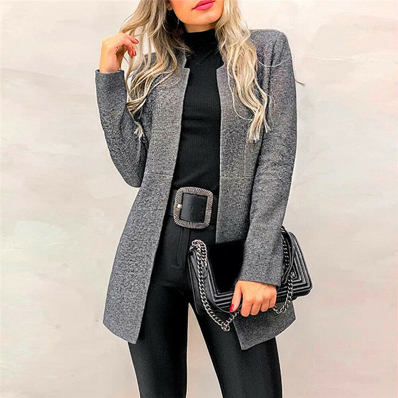 Women's Mid-Length Woolen-Style Trench Coat - Autumn Winter Overcoat