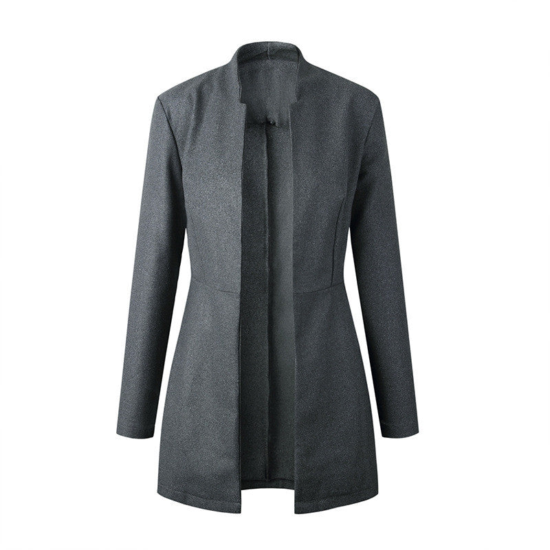 Women's Mid-Length Woolen-Style Trench Coat - Autumn Winter Overcoat