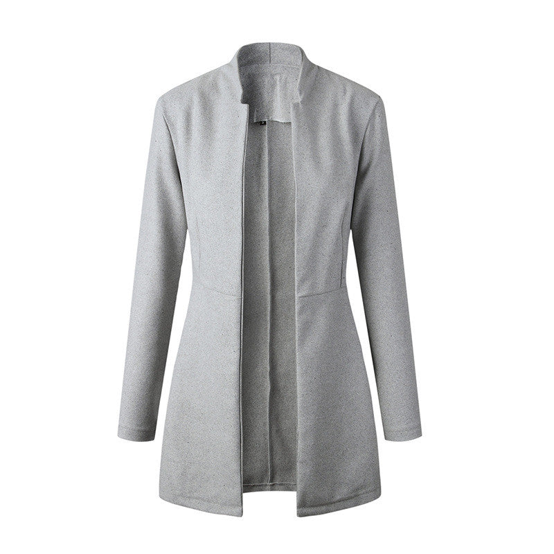 Women's Mid-Length Woolen-Style Trench Coat - Autumn Winter Overcoat