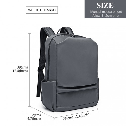 E6913 - Kono Water Resistant Travel Backpack with USB Charging Port - Grey