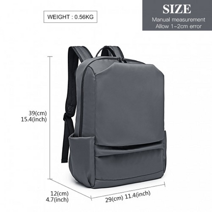 E6913 - Kono Water Resistant Travel Backpack with USB Charging Port - Grey