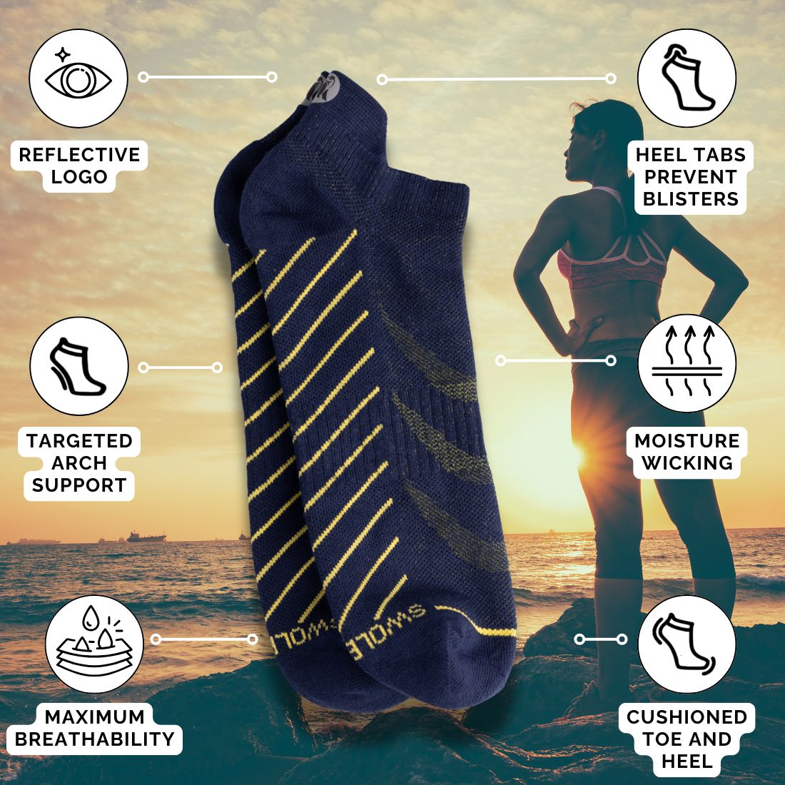 Navy Performance Trainer Socks