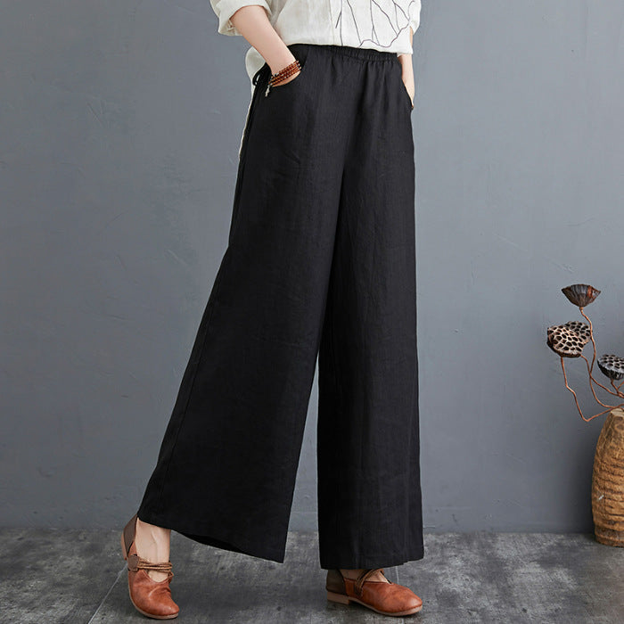 Spring And Summer Art Cotton Linen Pants Loose Plus Size