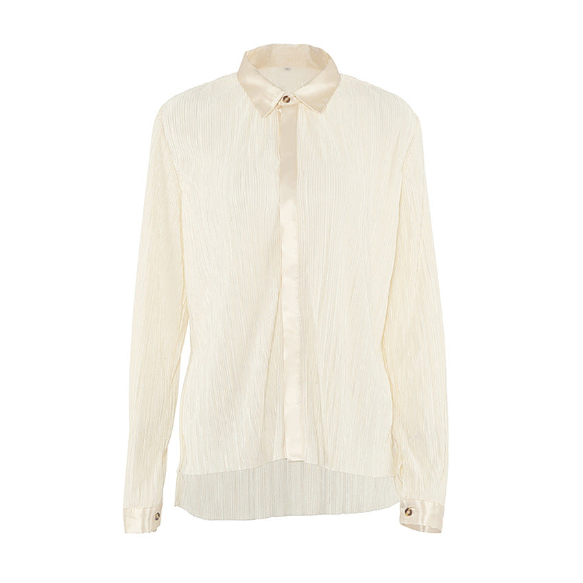 Lapel Pleated Shirt  Draped Add Trousers