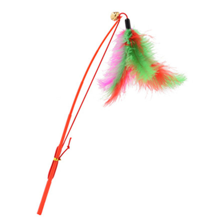 Fishing rod-style colored feathers