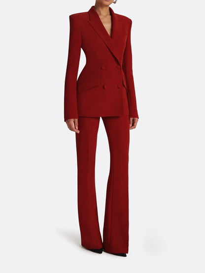 Red Double-Breasted Blazer And Trousers 2-Piece Suit