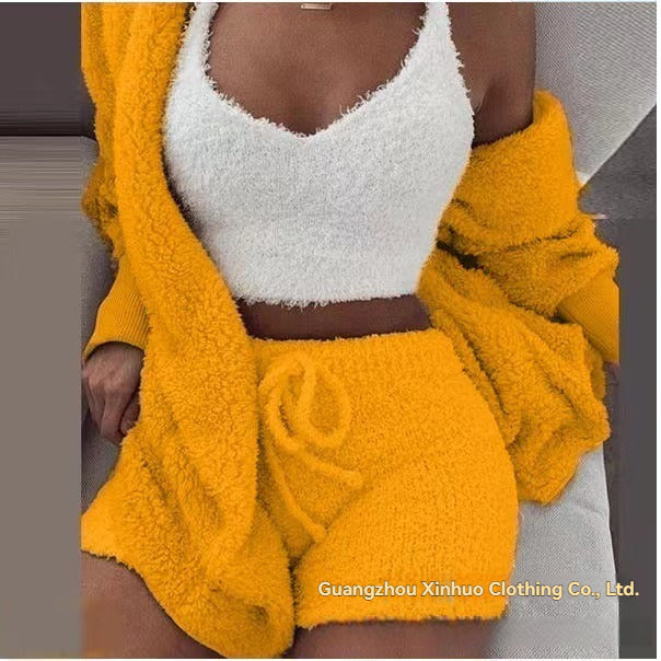 Plush Home Clothes Casual 3-Piece Set