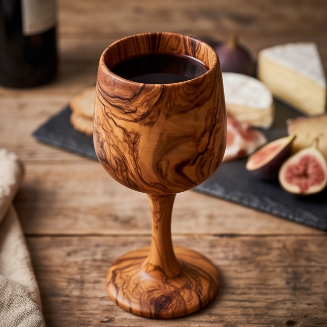 Olive Wood Wine Cup, barware, wine lovers, gift, gift for him, gift for her, decor