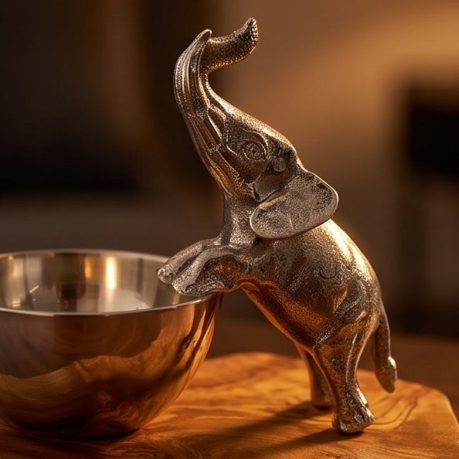 Olive wood Base Elephant Bowl