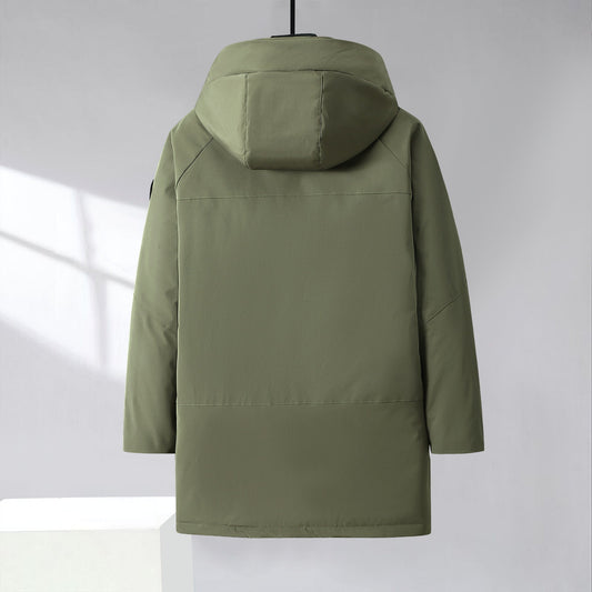 Winter Men's Cotton Coat Extra Large Size Mid-length With Hood Plus Size And Extra Thick Trendy For Big Men