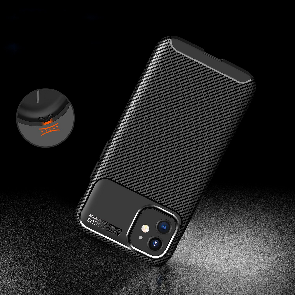 Carbon Fibre TPU Black Case - For iPhone 12 Mini