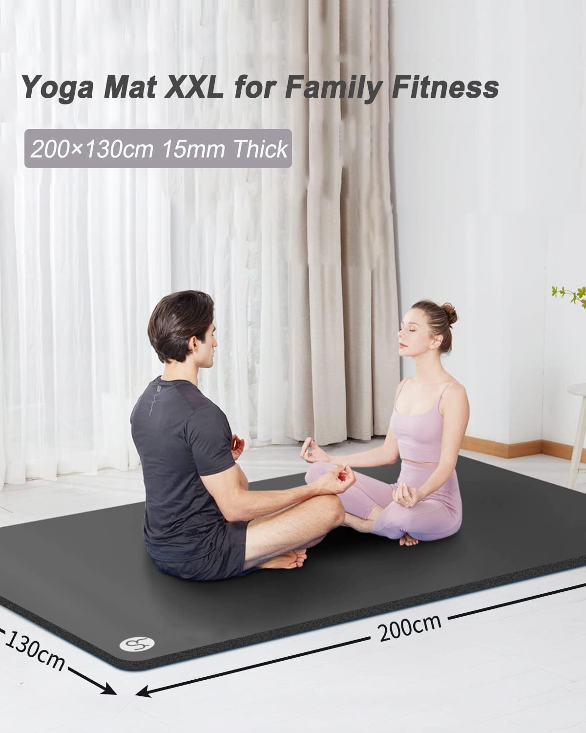 Yoga Mat Extra Large 200x130cm Thick 15mm NBR Exercise Fitness RYTMAT
