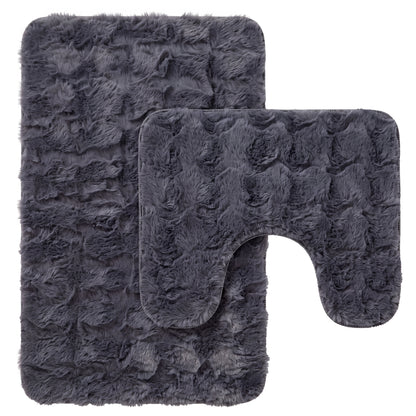 OLIVIA ROCCO 2 Piece Bath Mat Set Non Slip Super Absorbent Quick Dry Extra Soft Plush Rug