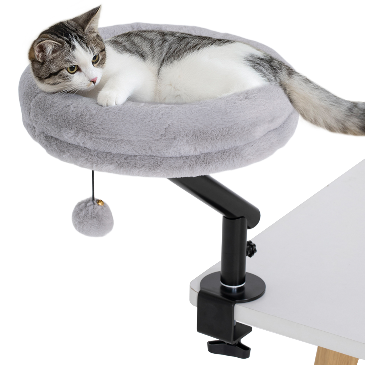 PawHut Cat Bed for Desk, 360° Rotatable Adjustable Cat Nest Hammock