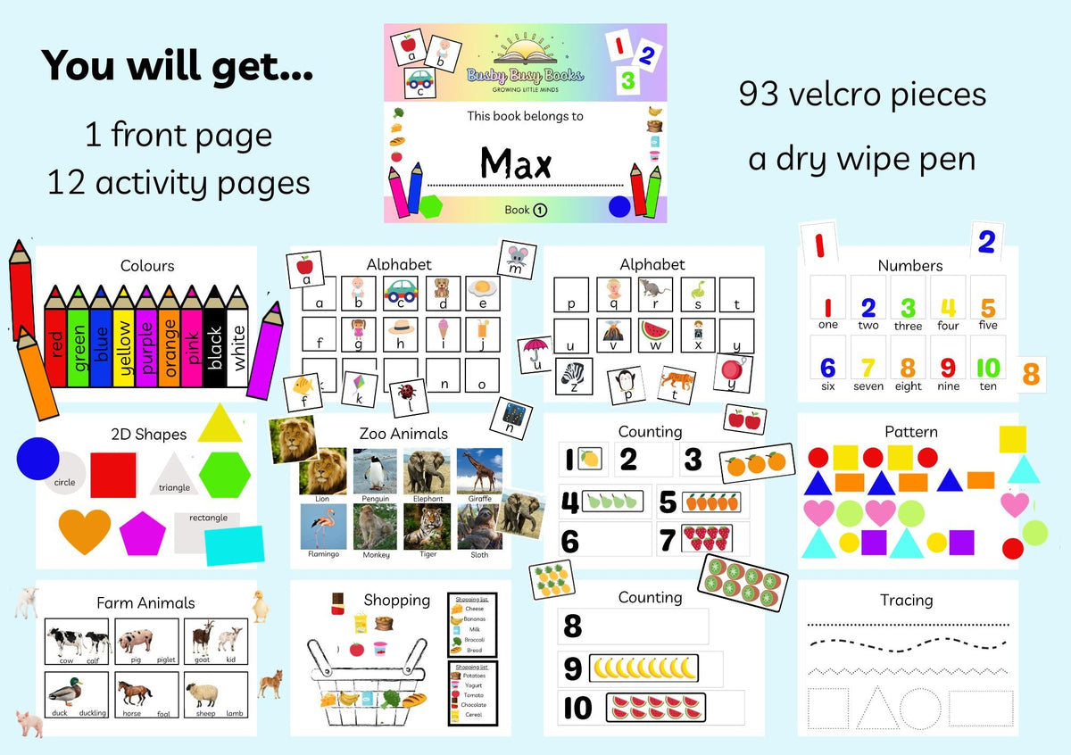 Book 1 - Age 2-4 Years - Toddler Busy Book