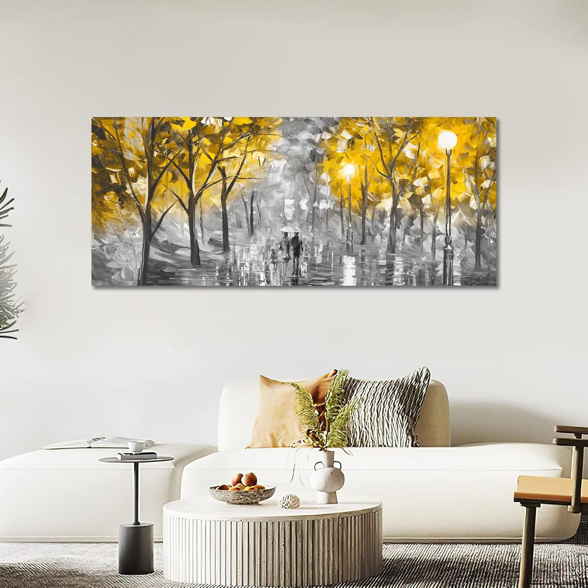 Large Canvas Wall Art Golden Autumn Picture Print 48x20in FajerminArt