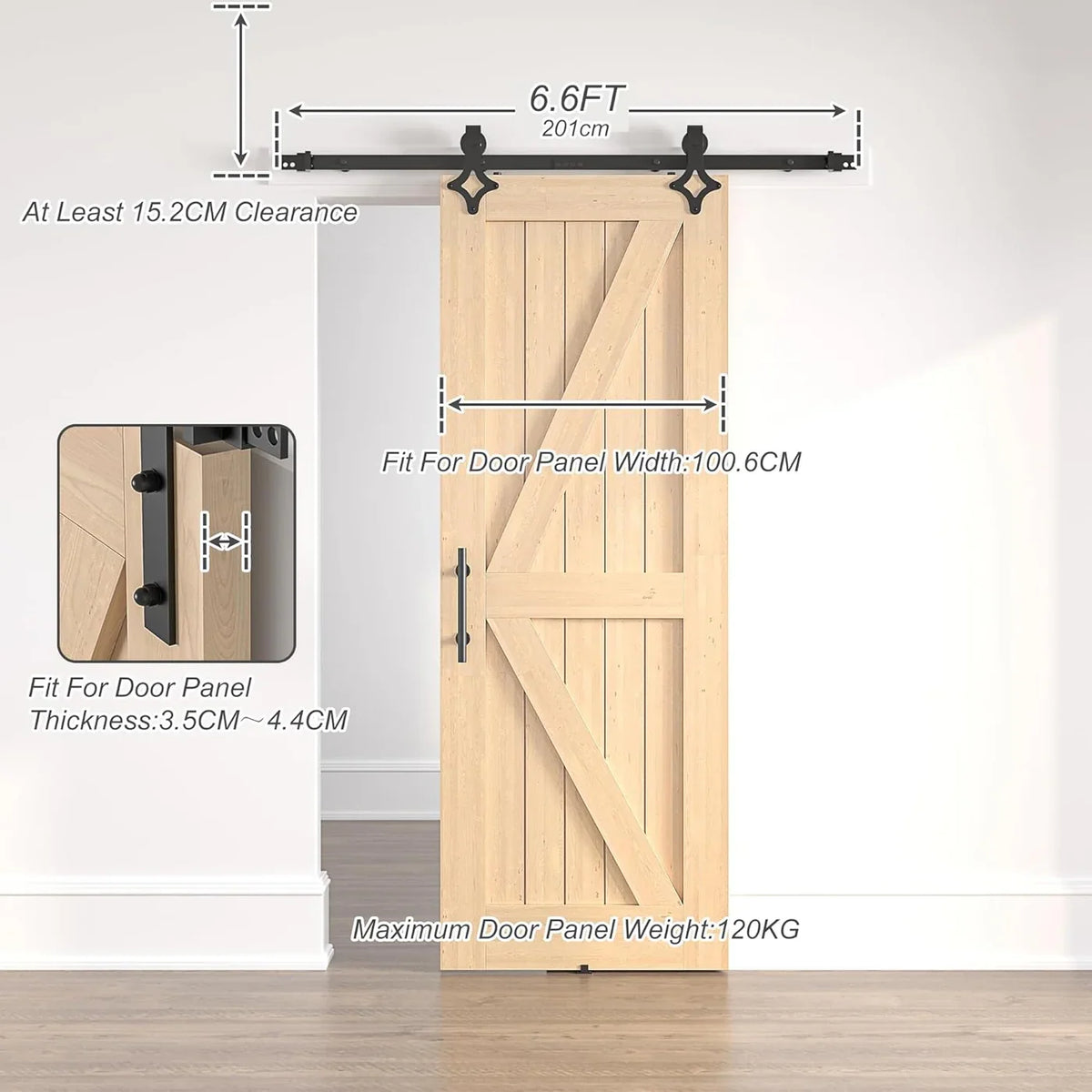 Sliding Barn Door Kit 6.6FT Heavy Duty Anchor Shaped Black Track SANKEYTEW