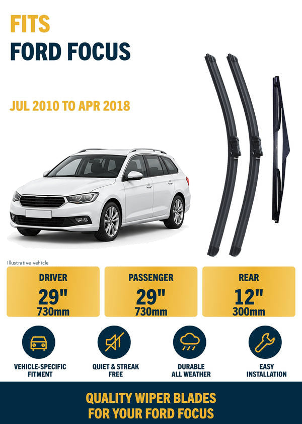 Ford Focus Estate Front & Rear Wiper Blades | Jul 2010-Apr 2018