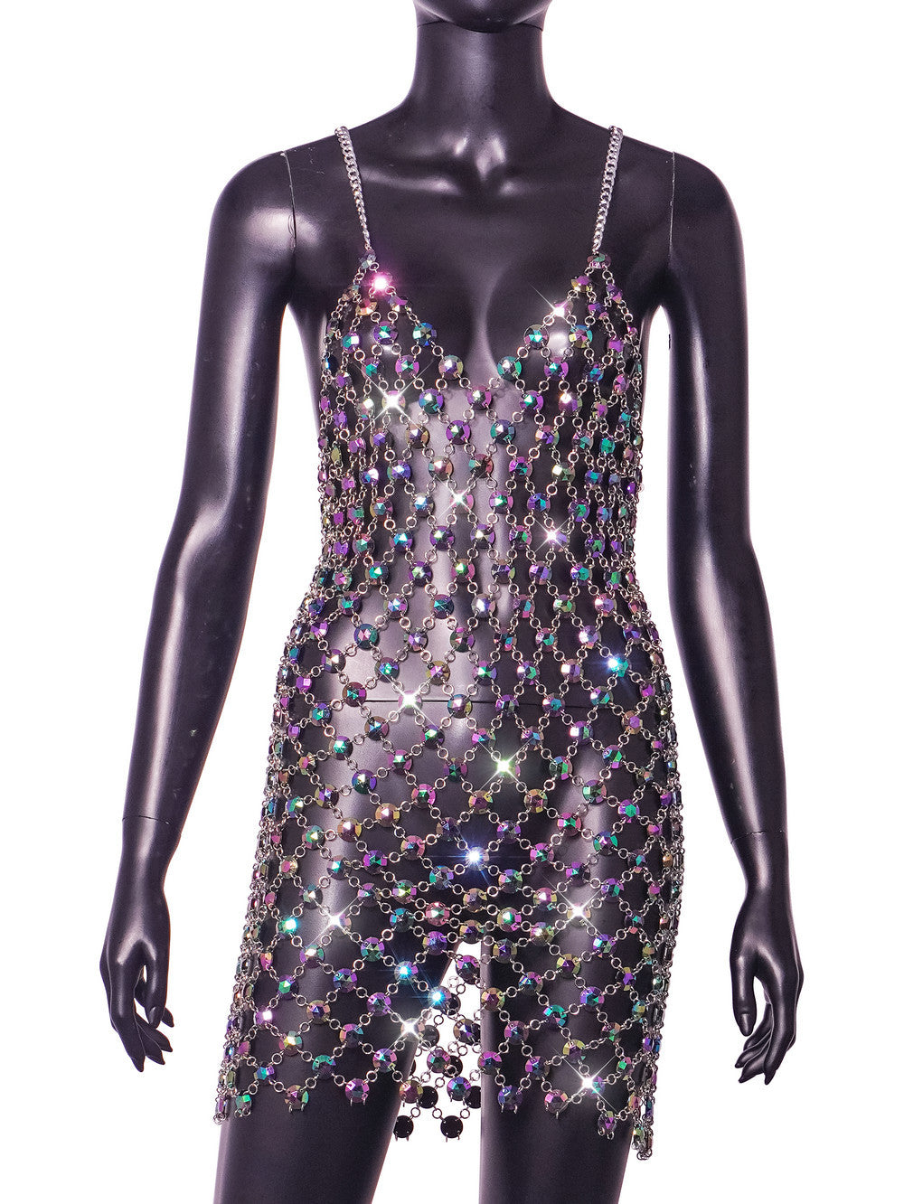 Gem Stitched Backless Dress Women