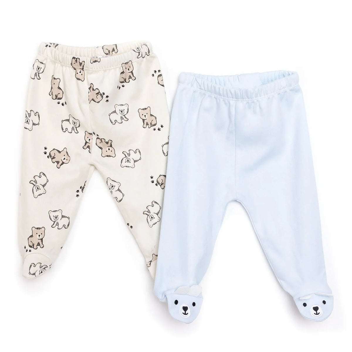 HelloBaby Animal 2 Pack Embroidered Footed Baby Bottoms (Newborn to 9 Months)