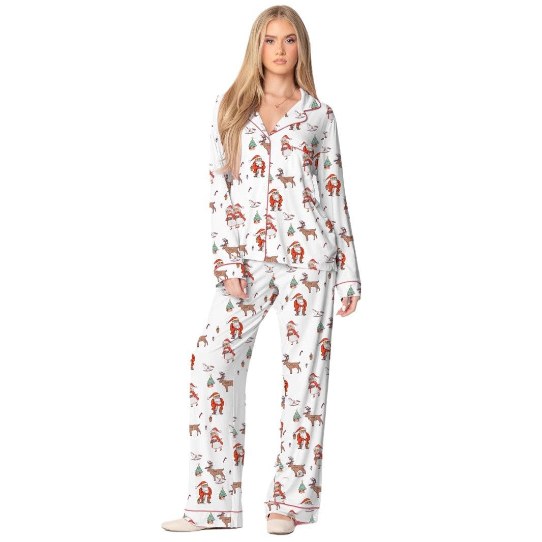 Christmas Printed Long-sleeved Trousers Autumn Ladies Home Leisure Suit