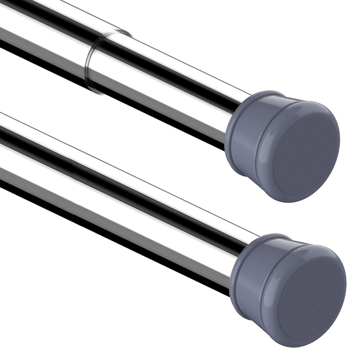 Small Tension Shower Curtain Rod 63-85cm Silver No Drill Extendable Pole