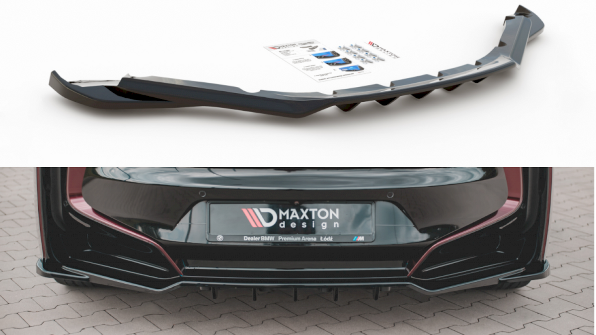 Maxton Design - Aftermarket  CENTRAL REAR SPLITTER (W/ VERTICAL BARS) BMW I8 (2014-2020)