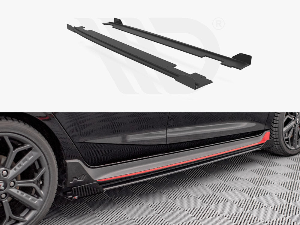 Maxton Design - Aftermarket  STREET PRO SIDE SKIRTS DIFFUSERS (+FLAPS) HYUNDAI I20 N MK3 (2020-)