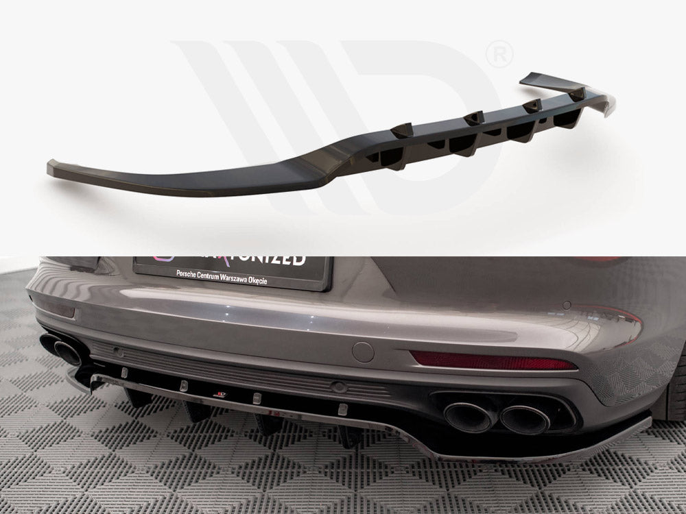 Maxton Design - Aftermarket  CENTRAL REAR SPLITTER (VERTICAL BARS) PORSCHE PANAMERA E-HYBRID 971